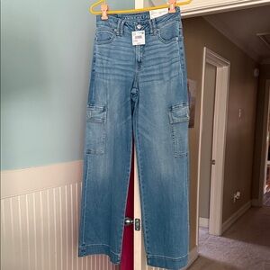 American Eagle Outfitters Women's Light Blue Wide Leg Jeans